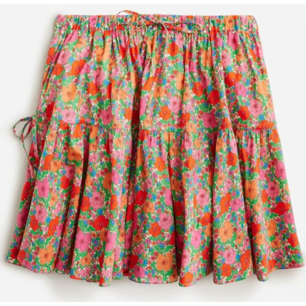 J.Crew Tiered Mini Skirt in Liberty®Pink Meadow Song Fabric